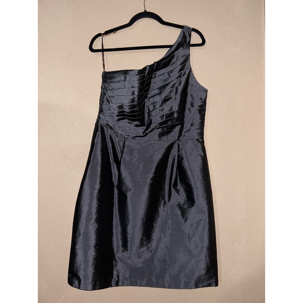 ML Monique Lhuillier Prom One Shoulder Front Pockets Bridesmaid Gray Dress l